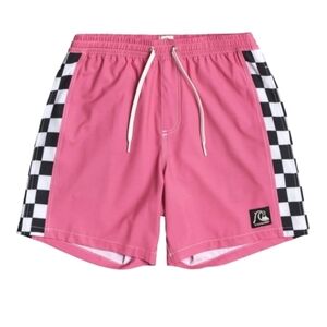 Quiksilver Pink and Black Checkered Board Shorts